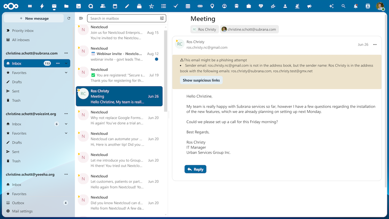 Einfache Integration von Kalendern und eMail